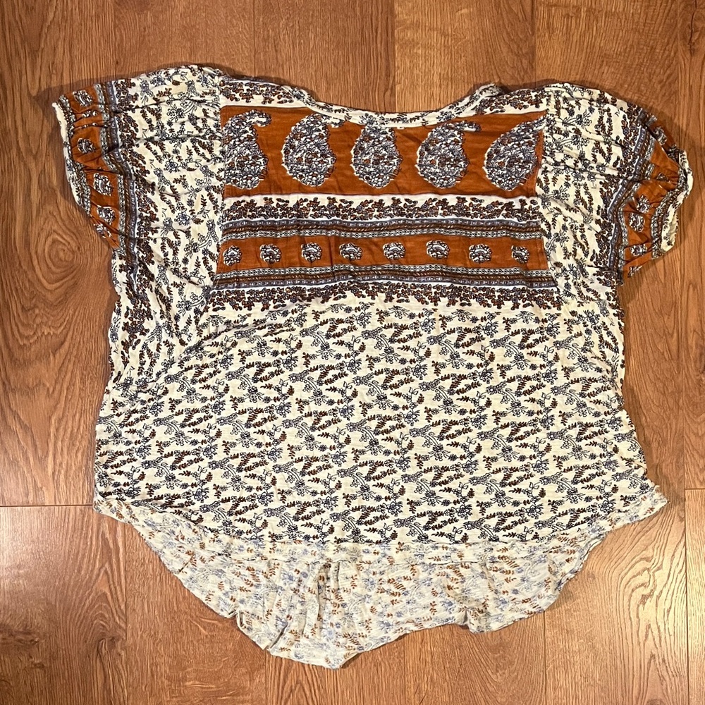 Free People Bohemian Print Low Back Women's Tee Size S